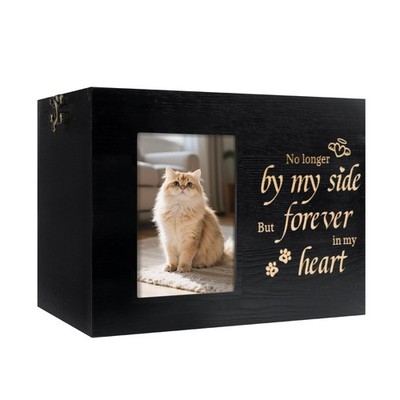 Pet Urns for Cats or Dogs Ashes with Photo Frame, Wooden Memory Box for Keepsake