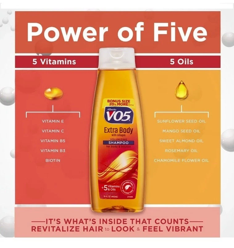 6 PK- Alberto V05 Champú y Acondicionador Extra Voluminizador Corporal con Colágeno 15oz Foto 2 de 4