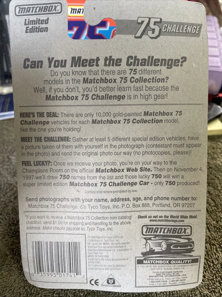 DODGE VIPER RT/10 1997 MATCHBOX 75 CHALLENGE LIMITED EDITION 1/10,000  - Image 2 of 2