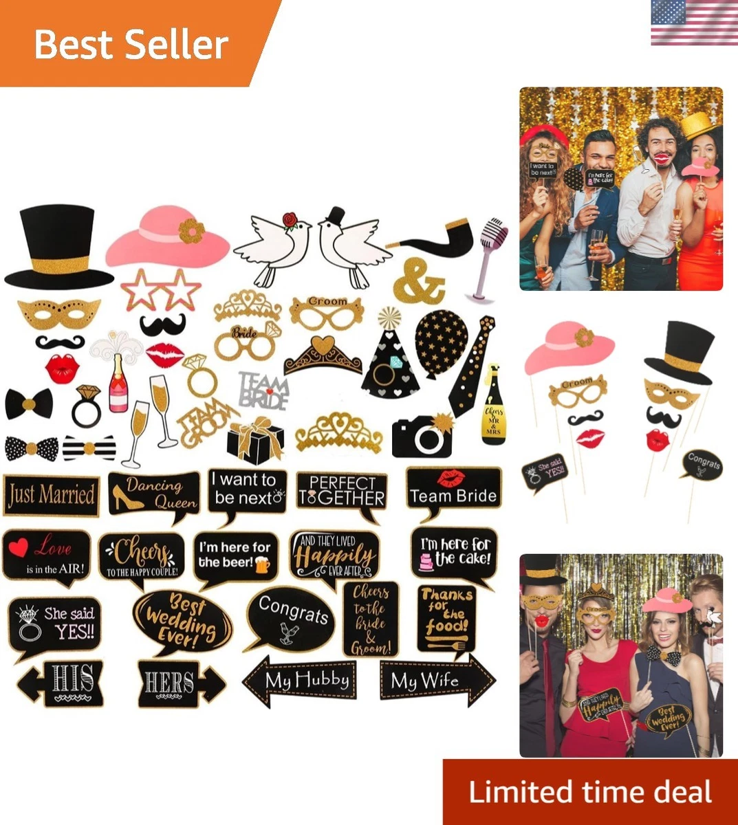 WedDecor 10 Pezzi Puntelli Per Foto Natale In Cartone Con Bastoncini – Accessori Per Selfie E Bomboniere