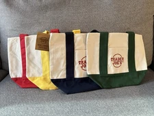 Trader Joes Mini Canvas Tote Bag Set of 4 Limited Edition Embroidered NEW