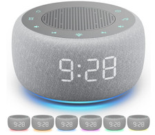 Sound Machine  Alarm Clock, 18 Sounds, 7 Night Lights, Timer, 30-Level Volume