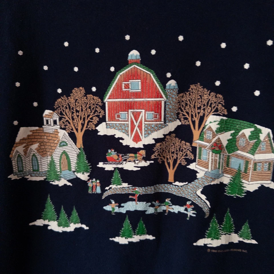 Sudadera Granero Invierno Vintage Unisex XL Navidad Años 90 Nostálgica Nieve Vacaciones Foto 3 de 4