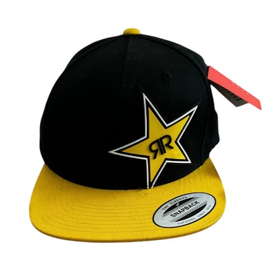 Rockstar SnapBack Limited Sample Edition Yellow and Black NWT Y2K Rare 3D Bill