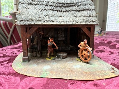 Vintage Elastolin Hausser M 9650 Medieval Blacksmith Shop Burgschmiede 4cm