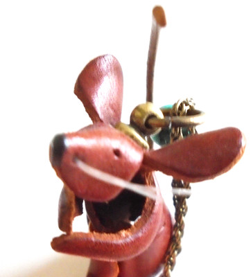 N.W.3 Hobbs Margo Mouse Necklace brown leather pendant gold plated signed vgc