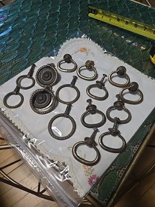 Vintage Metal Drawer Pulls Mixed Lot Incomplete 