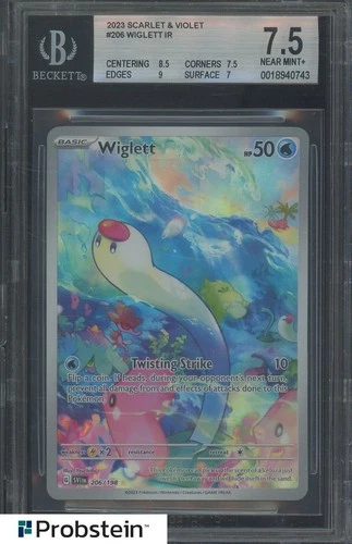 2023 Pokemon Scarlet & Violet Art Rare #206 Wiglett BGS 7.5 NM+