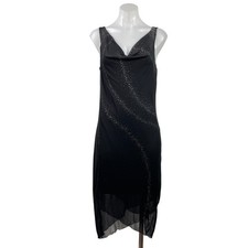 Byer Too! Womens Black Sleeveless Chiffon Cowl Neck Midi Cocktail Dress Size M