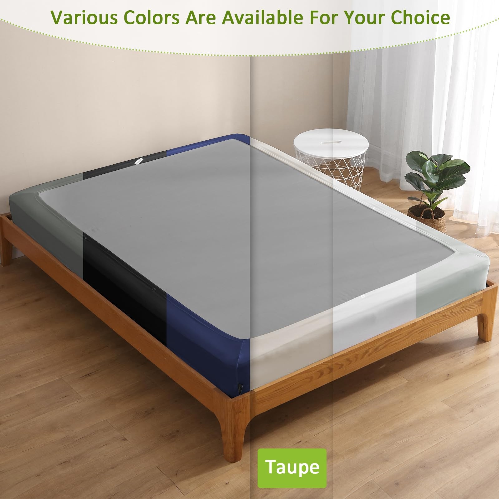 4-9 Inches Box Spring Cover Queen Size Taupe with Stretchy Fabric Bed Frame Cove