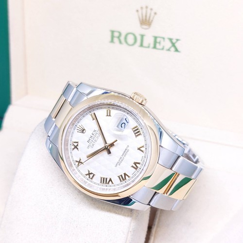 Rolex 36mm 18K Half Yellow Gold Ivory Pyramid Roman Dial Datej...