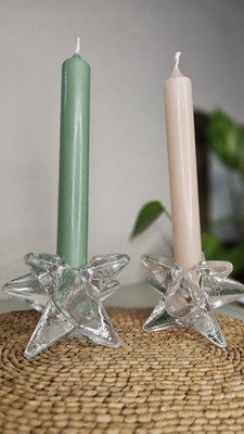 Vintage Kerzenständer Kristallklar 2er Set Sternform Klar Kristall