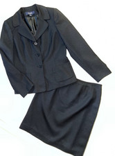 NWOT Women's Jones Wear Suit 2 Piece Black w/blue threads lined Skirt Jacket 6