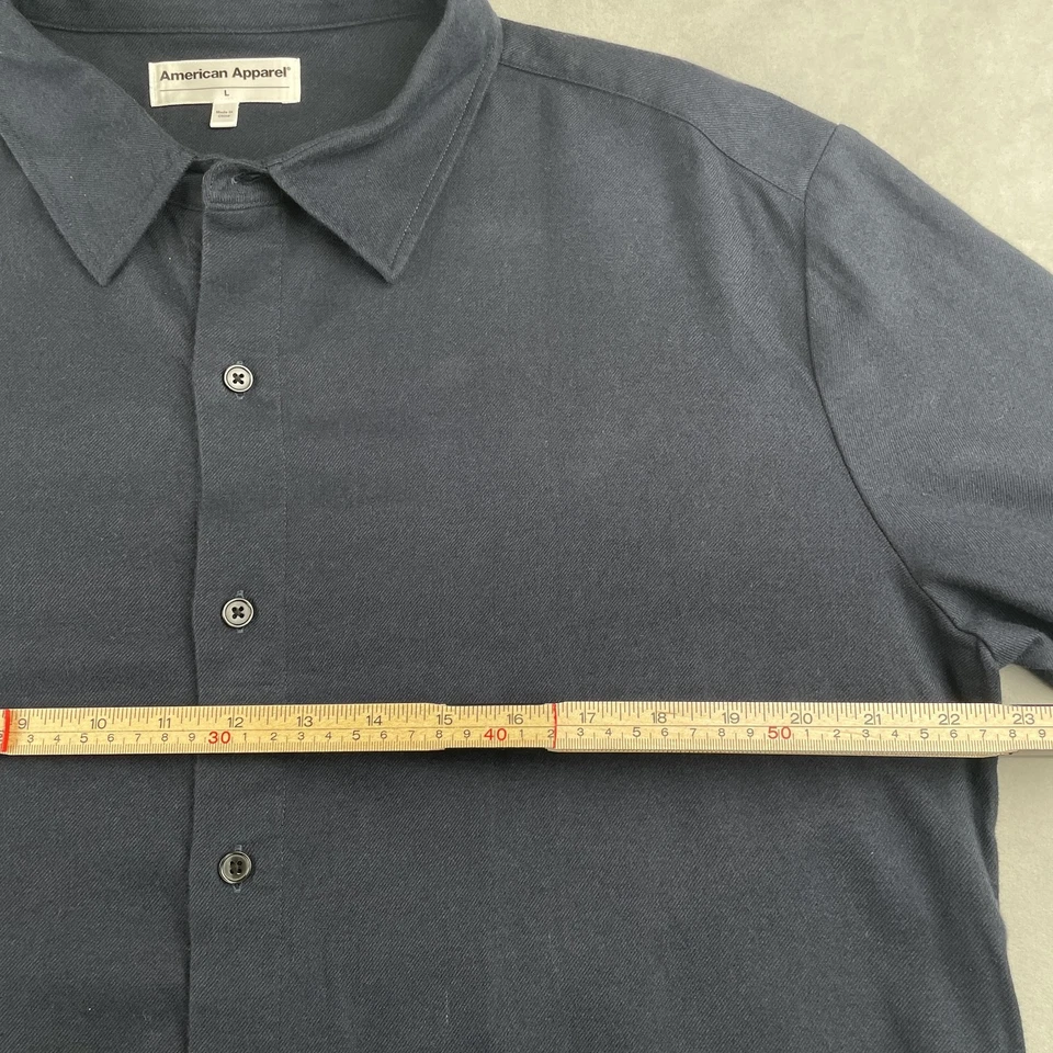 American Apparel Work Shirt Men L Navy Blue Button Down Long Sleeve Collared EUC - Image 4 of 4
