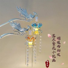 Light Up Phoenix Hairpins Chinese Hanfu Tassel Hair Sticks Set 2pcs
