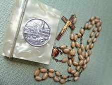 Lourdes Rosary Prayer Beads & Crucifix Vintage c1950 1960s and rosary BOX