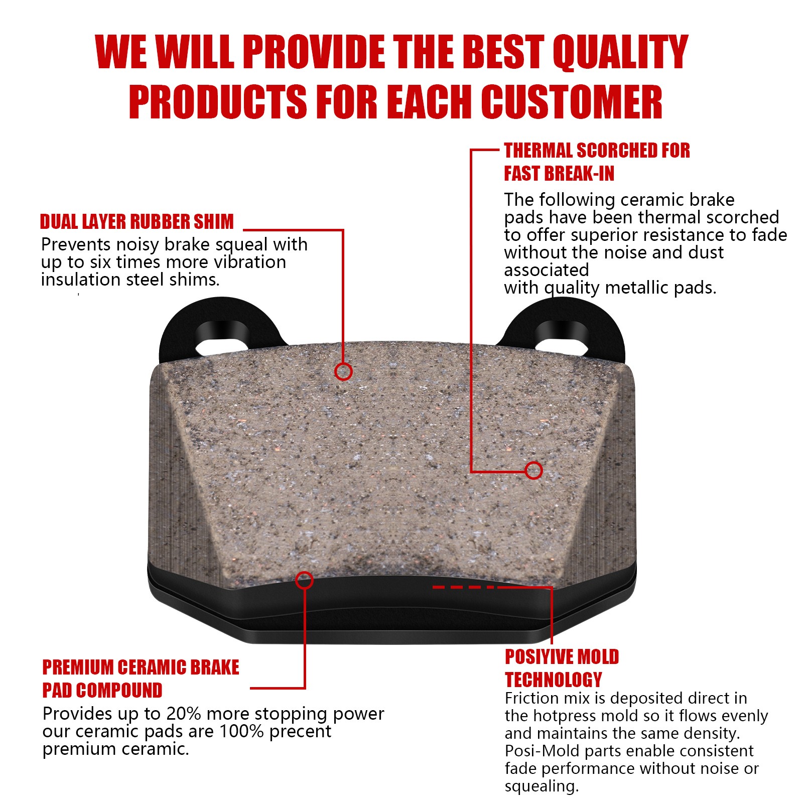 FOR 2003 2004 2005 2006 Maserati Quattroporte rear brake pads #7381 high quality