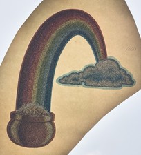 Original Vintage Rainbow Glitter Iron On Transfer