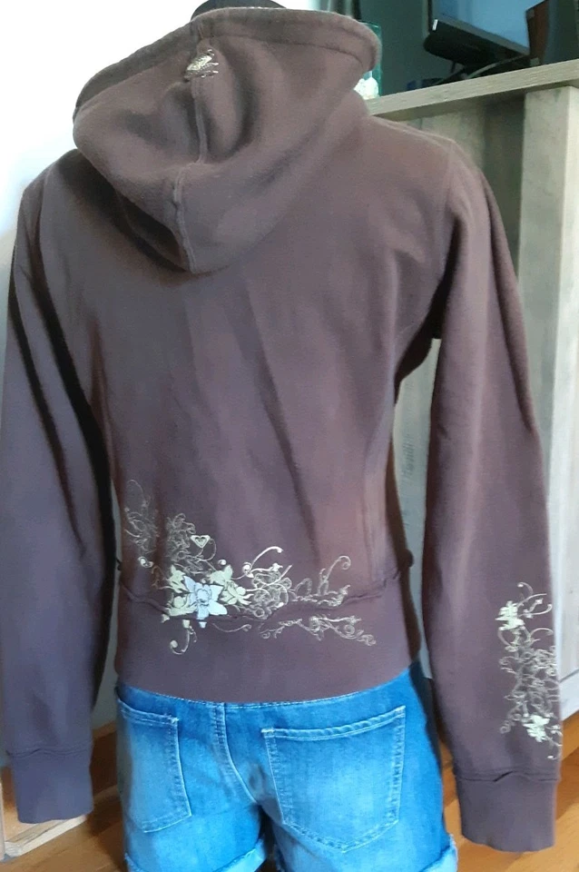 Vintage ROXY Hooded Zip Sweatshirt Medium Surf Hoodie Sherpa Graffiti Skate Punk - Image 4 of 4