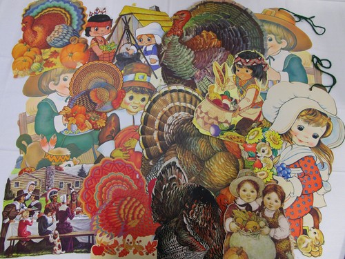 Lot Of 14 Vintage Thanksgiving Die Cut Cutout Decorations Eureka Hallmark