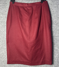 Vintage JG Hook 100 Wool Burgundy Knee Length Skirt Size 14
