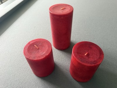 Set Of Red Pier 1Candles  One 3x 6 And Two 3x4 Candles Island Orchard Scented