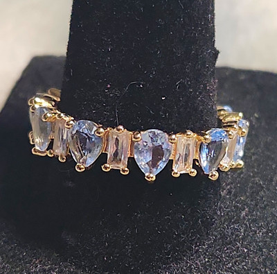 BP Sz 9 ''A Dazzling Glow'' Gold Plated Lab-Created Blue Aquamarine Spinel RG50753