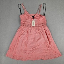 NWT Forever 21 Dress Womens S Pink Coral Sundress Straps Short V Neck 