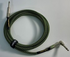 Ernie Ball 10' Braided Black/Green Straight to RA Instrument Cable