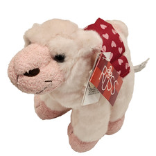 Russ Berrie Plush Camel Pink Printed Heart Design 8" Stuffed Animal Toy NWT