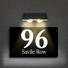 Custom Solar House Number Sign with LED Light 160x280mm Outdoor Plaque