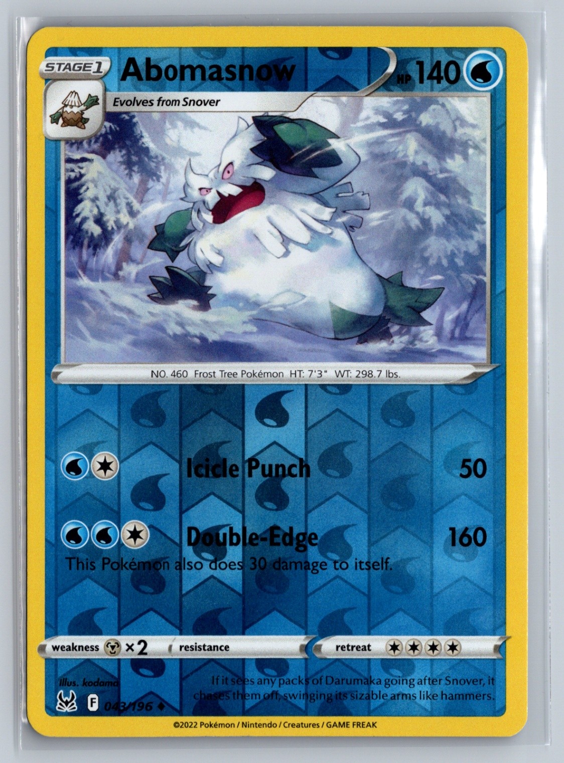 Abomasnow 043/196 Reverse Holo SWSH11: Lost Origin NM - LP Pokemon TCG