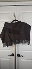 130. NWT Mango Handmade Wool Blnd Fringed ScarfShawl – Chocolate - S - MSRP $400 — photo 2
