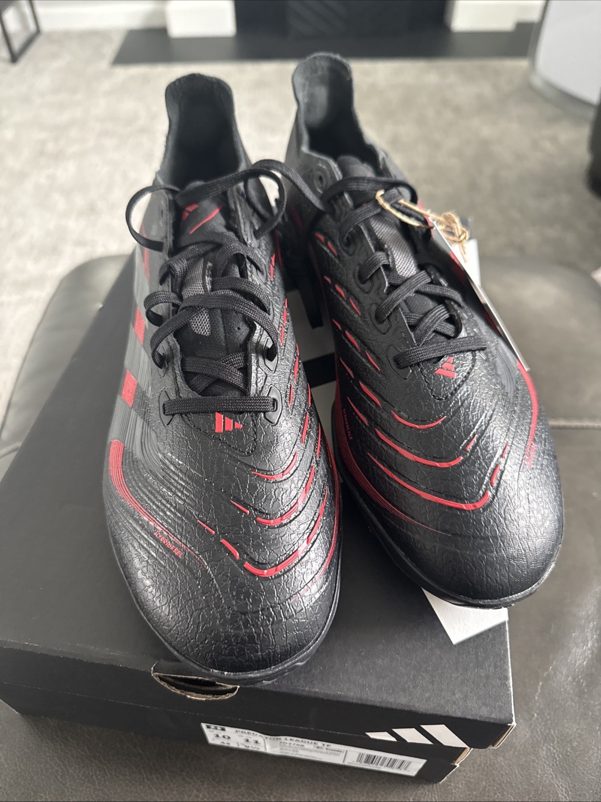 NEW Adidas Predator League TF Turf Soccer Shoes Black Red ID3768 Men’s Size 10 thumbnail 3