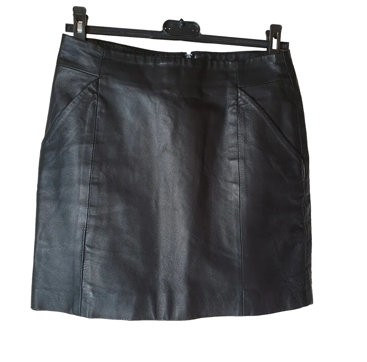Portmans mini jupe cuir souple noir doubl e 2 poches femme taille 36 S 8 UK