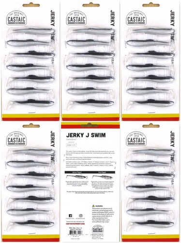 (5) Packs Castaic Swimbait 3.5" Baby Jerky J Swim Pearl Black (7/Pack) #D5A4 New