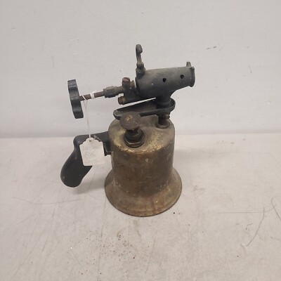 Vintage Craftsman Brass Gas Blow Torch Wooden Handle OEM