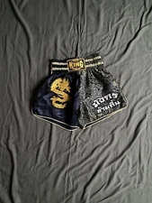 Top King Boxing MUAY THAI Satin Shorts MMA Boxing Trunks Gold Dragon Mens XL