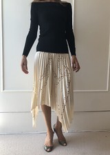 Gorgeous Pleated Emilio Pucci Skirt Beige Pink Cutout Size 36 Uk 8 US 4