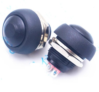 5 Stück Schwarz 12 mm Wasserdicht Momentan Drucktaster Schalter Mini Rund Schalter 