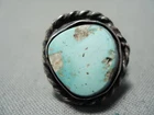 RARE VINTAGE NAVAJO GILBERT TURQUOISE STERLING SILVER RING