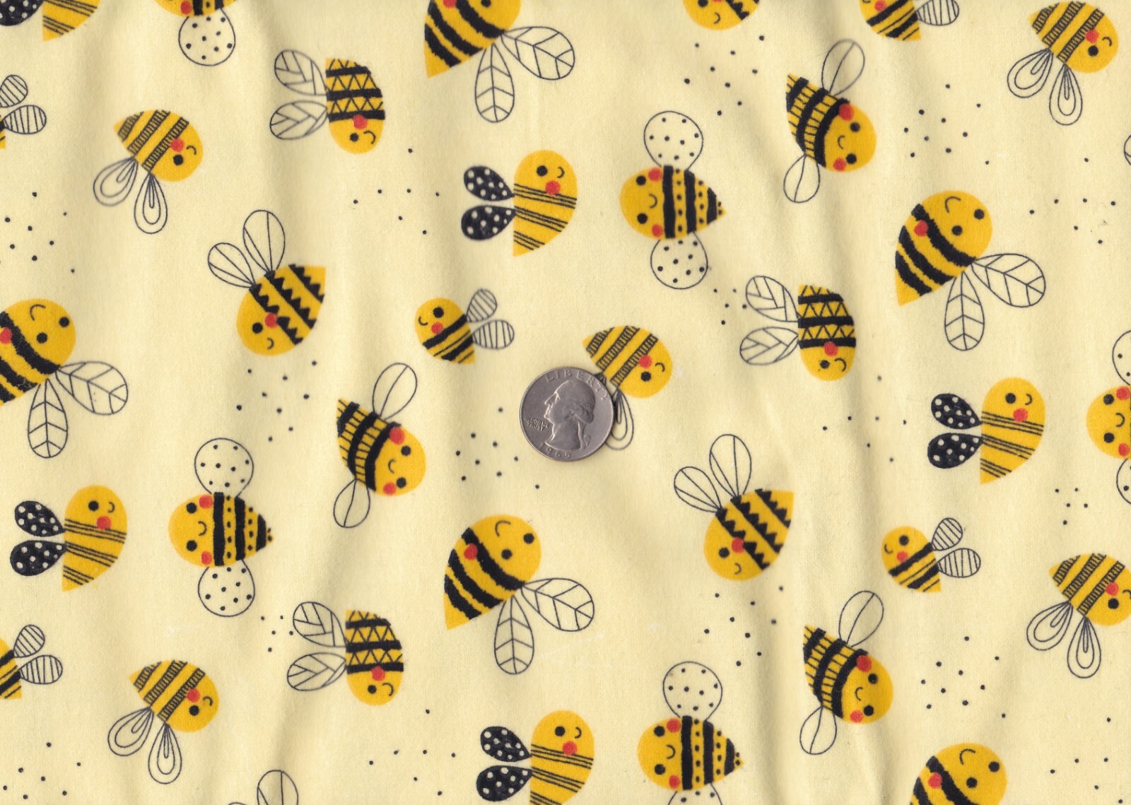 Yellow Bumble Bee Flannel Fat Eighth Fabric 9x21 for Quilting & Crafts  