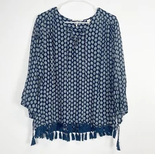 Scotch & Soda Maison Scotch Shirt Womens Medium 2 Blue Blouse Pattern Tassels