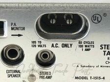 2-Prong AC Power Cord for Wollensak Magnetic Tape Recorder Reel To Reel Model