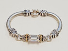 Lagos Caviar 750 / 925 - 18k Gold & Silver Bracelet W/ Clear Topaz Stone