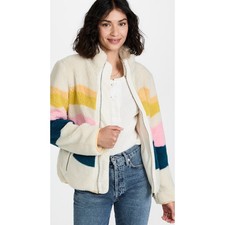 Faherty Sun And Wave Landscape Sherpa Shearling Fleece Zip Up Jacket Medium