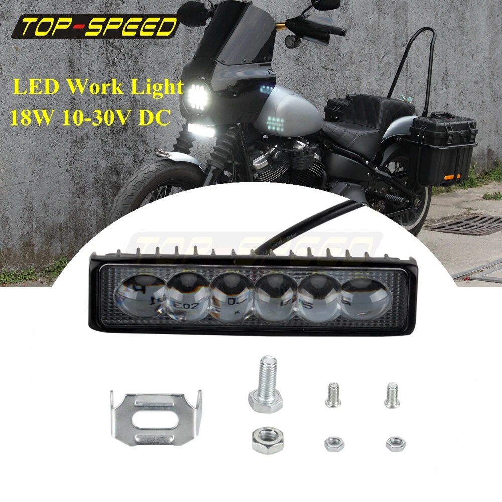 LED Work Light Bar 18W For Harley Softail w 49mm Front Ends LED Running Lights