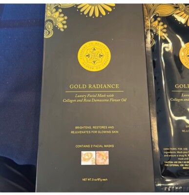 Gold Radiance Luxury Facemasks Wirh Collagen And Damascena Flower Oil -two Pack