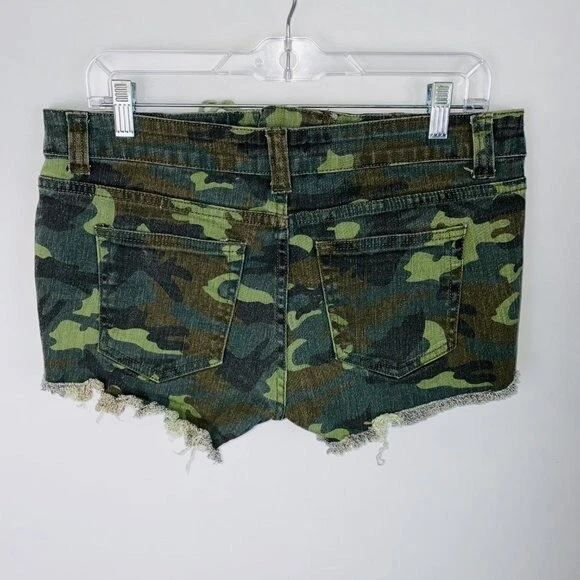 Pantalones cortos de jean Forever 21 para mujer camuflaje camuflaje con cordones Jean 29 Foto 2 de 3