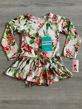 Posh Peanut Girl Twirl Skirt  Bodysuit -Floral Print - 6-12 Months - NWT